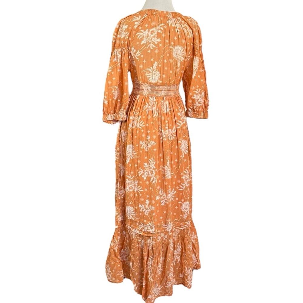 Free People Golden Hour Maxi Dress Bohemian Floral Dainty Tan Neutral Small - Picture 11 of 14